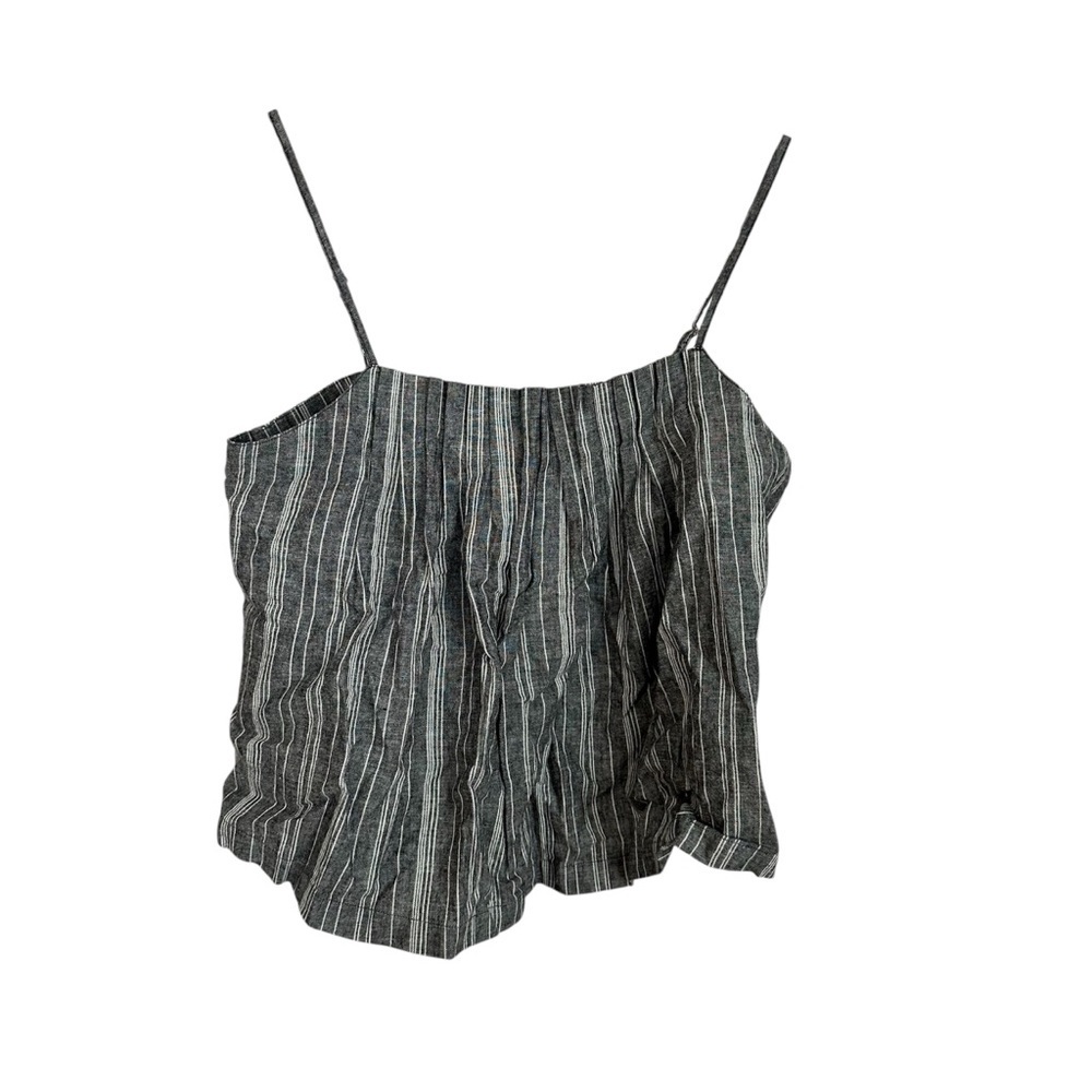 OuterKnown Women’s Linen Blend Tides Tank Gray with White Stripes Sz S NWT